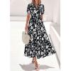 image:imagePRETTYGARDEN Womens Summer Maxi Dresses Boho Floral Short Sleeve V Neck Casual Wedding Guest 2026 Beach Vacation OutfitsFloral Black White