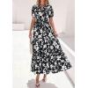 image:imagePRETTYGARDEN Womens Summer Maxi Dresses Boho Floral Short Sleeve V Neck Casual Wedding Guest 2026 Beach Vacation OutfitsFloral Black White