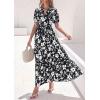 image:imagePRETTYGARDEN Womens Summer Maxi Dresses Boho Floral Short Sleeve V Neck Casual Wedding Guest 2026 Beach Vacation OutfitsFloral Black White