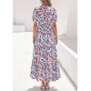 image:imagePRETTYGARDEN Womens Summer Maxi Dresses Boho Floral Short Sleeve V Neck Casual Wedding Guest 2026 Beach Vacation OutfitsFloral Blue Brown