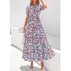 image:imagePRETTYGARDEN Womens Summer Maxi Dresses Boho Floral Short Sleeve V Neck Casual Wedding Guest 2026 Beach Vacation OutfitsFloral Blue Brown