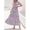 image:imagePRETTYGARDEN Womens Summer Maxi Dresses Boho Floral Short Sleeve V Neck Casual Wedding Guest 2026 Beach Vacation OutfitsFloral Blue Brown