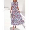 image:imagePRETTYGARDEN Womens Summer Maxi Dresses Boho Floral Short Sleeve V Neck Casual Wedding Guest 2026 Beach Vacation OutfitsFloral Blue Brown