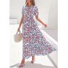 image:imagePRETTYGARDEN Womens Summer Maxi Dresses Boho Floral Short Sleeve V Neck Casual Wedding Guest 2026 Beach Vacation OutfitsFloral Blue Brown