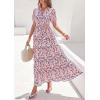 image:imagePRETTYGARDEN Womens Summer Maxi Dresses Boho Floral Short Sleeve V Neck Casual Wedding Guest 2026 Beach Vacation OutfitsFloral Navy Blue