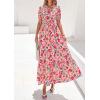 image:imagePRETTYGARDEN Womens Summer Maxi Dresses Boho Floral Short Sleeve V Neck Casual Wedding Guest 2026 Beach Vacation OutfitsFloral Orange Pink Red