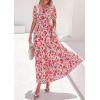 image:imagePRETTYGARDEN Womens Summer Maxi Dresses Boho Floral Short Sleeve V Neck Casual Wedding Guest 2026 Beach Vacation OutfitsFloral Orange Pink Red