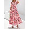 image:imagePRETTYGARDEN Womens Summer Maxi Dresses Boho Floral Short Sleeve V Neck Casual Wedding Guest 2026 Beach Vacation OutfitsFloral Orange Pink Red