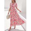 image:imagePRETTYGARDEN Womens Summer Maxi Dresses Boho Floral Short Sleeve V Neck Casual Wedding Guest 2026 Beach Vacation OutfitsFloral Orange Pink Red