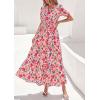 image:imagePRETTYGARDEN Womens Summer Maxi Dresses Boho Floral Short Sleeve V Neck Casual Wedding Guest 2026 Beach Vacation OutfitsFloral Orange Pink Red