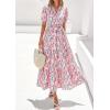 image:imagePRETTYGARDEN Womens Summer Maxi Dresses Boho Floral Short Sleeve V Neck Casual Wedding Guest 2026 Beach Vacation OutfitsFloral Pink Multicolored
