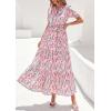 image:imagePRETTYGARDEN Womens Summer Maxi Dresses Boho Floral Short Sleeve V Neck Casual Wedding Guest 2026 Beach Vacation OutfitsFloral Pink Multicolored
