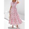 image:imagePRETTYGARDEN Womens Summer Maxi Dresses Boho Floral Short Sleeve V Neck Casual Wedding Guest 2026 Beach Vacation OutfitsFloral Pink Multicolored