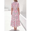 image:imagePRETTYGARDEN Womens Summer Maxi Dresses Boho Floral Short Sleeve V Neck Casual Wedding Guest 2026 Beach Vacation OutfitsFloral Pink Multicolored