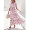 image:imagePRETTYGARDEN Womens Summer Maxi Dresses Boho Floral Short Sleeve V Neck Casual Wedding Guest 2026 Beach Vacation OutfitsFloral Pink Multicolored