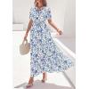 image:imagePRETTYGARDEN Womens Summer Maxi Dresses Boho Floral Short Sleeve V Neck Casual Wedding Guest 2026 Beach Vacation OutfitsFloral White Blue