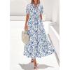 image:imagePRETTYGARDEN Womens Summer Maxi Dresses Boho Floral Short Sleeve V Neck Casual Wedding Guest 2026 Beach Vacation OutfitsFloral White Blue