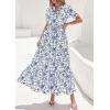 image:imagePRETTYGARDEN Womens Summer Maxi Dresses Boho Floral Short Sleeve V Neck Casual Wedding Guest 2026 Beach Vacation OutfitsFloral White Blue