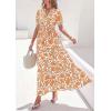image:imagePRETTYGARDEN Womens Summer Maxi Dresses Boho Floral Short Sleeve V Neck Casual Wedding Guest 2026 Beach Vacation OutfitsFloral White Orange