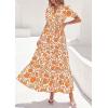 image:imagePRETTYGARDEN Womens Summer Maxi Dresses Boho Floral Short Sleeve V Neck Casual Wedding Guest 2026 Beach Vacation OutfitsFloral White Orange