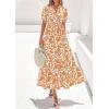 image:imagePRETTYGARDEN Womens Summer Maxi Dresses Boho Floral Short Sleeve V Neck Casual Wedding Guest 2026 Beach Vacation OutfitsFloral White Orange