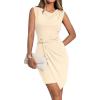image:imagePRETTYGARDEN Cocktail Dresses for Women Wedding Guest Summer 2026 Spring Short Formal Ruched Bodycon Mini Cowl Neck DressBeige