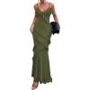image:imagePRETTYGARDEN Women 2026 Wedding Guest Cocktail Maxi Dress Spaghetti Strap Sleeveless V Neck Bodycon Mesh Party Summer OutfitsArmy Green