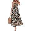 image:imagePRETTYGARDEN Womens Floral Maxi Dress Boho Casual 2026 Summer Spaghetti Strap Smocked Sleeveless Flowy Beach Vacation DressesBlack