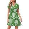 image:imagePRETTYGARDEN Womens Summer Floral Mini Dress 2026 Trendy Ruffle Short Sleeve V Neck Flowy A Line Short Beach DressesGreen Floral