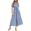 image:imagePRETTYGARDEN Womens Summer Maxi Button Up Shirt Dress 2026 Short Sleeve Striped A Line Long Flowy Elegant Spring DressesBlue Striped