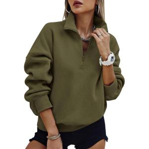 image:imagePRETTYGARDEN Womens Half Zip Oversized Sweatshirts Fleece Hoodies 2026 Trendy Long Sleeve Pullover Tops Y2k Spring OutfitsArmy Green