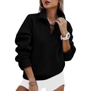 image:imagePRETTYGARDEN Womens Half Zip Oversized Sweatshirts Fleece Hoodies 2026 Trendy Long Sleeve Pullover Tops Y2k Spring OutfitsBlack