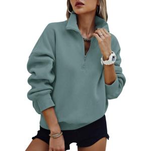 image:imagePRETTYGARDEN Womens Half Zip Oversized Sweatshirts Fleece Hoodies 2026 Trendy Long Sleeve Pullover Tops Y2k Spring OutfitsBlue Green