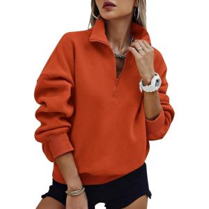 image:imagePRETTYGARDEN Womens Half Zip Oversized Sweatshirts Fleece Hoodies 2026 Trendy Long Sleeve Pullover Tops Y2k Spring OutfitsBrick Red