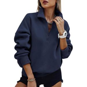 image:imagePRETTYGARDEN Womens Half Zip Oversized Sweatshirts Fleece Hoodies 2026 Trendy Long Sleeve Pullover Tops Y2k Spring OutfitsNavy