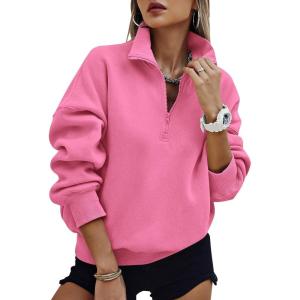 image:imagePRETTYGARDEN Womens Half Zip Oversized Sweatshirts Fleece Hoodies 2026 Trendy Long Sleeve Pullover Tops Y2k Spring OutfitsPink