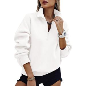 image:imagePRETTYGARDEN Womens Half Zip Oversized Sweatshirts Fleece Hoodies 2026 Trendy Long Sleeve Pullover Tops Y2k Spring OutfitsWhite