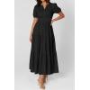 image:imagePRETTYGARDEN Womens Summer Maxi Dresses 2026 Casual Puff Sleeve V Neck Smocked Flowy Eyelet Cotton Dress Spring SundressBlack