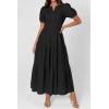 image:imagePRETTYGARDEN Womens Summer Maxi Dresses 2026 Casual Puff Sleeve V Neck Smocked Flowy Eyelet Cotton Dress Spring SundressBlack