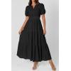 image:imagePRETTYGARDEN Womens Summer Maxi Dresses 2026 Casual Puff Sleeve V Neck Smocked Flowy Eyelet Cotton Dress Spring SundressBlack