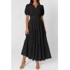 image:imagePRETTYGARDEN Womens Summer Maxi Dresses 2026 Casual Puff Sleeve V Neck Smocked Flowy Eyelet Cotton Dress Spring SundressBlack
