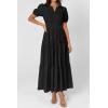 image:imagePRETTYGARDEN Womens Summer Maxi Dresses 2026 Casual Puff Sleeve V Neck Smocked Flowy Eyelet Cotton Dress Spring SundressBlack