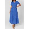 image:imagePRETTYGARDEN Womens Summer Maxi Dresses 2026 Casual Puff Sleeve V Neck Smocked Flowy Eyelet Cotton Dress Spring SundressBlue