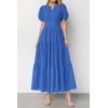 image:imagePRETTYGARDEN Womens Summer Maxi Dresses 2026 Casual Puff Sleeve V Neck Smocked Flowy Eyelet Cotton Dress Spring SundressBlue
