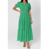 image:imagePRETTYGARDEN Womens Summer Maxi Dresses 2026 Casual Puff Sleeve V Neck Smocked Flowy Eyelet Cotton Dress Spring SundressGreen