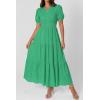 image:imagePRETTYGARDEN Womens Summer Maxi Dresses 2026 Casual Puff Sleeve V Neck Smocked Flowy Eyelet Cotton Dress Spring SundressGreen