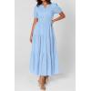 image:imagePRETTYGARDEN Womens Summer Maxi Dresses 2026 Casual Puff Sleeve V Neck Smocked Flowy Eyelet Cotton Dress Spring SundressLight Blue