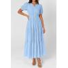 image:imagePRETTYGARDEN Womens Summer Maxi Dresses 2026 Casual Puff Sleeve V Neck Smocked Flowy Eyelet Cotton Dress Spring SundressLight Blue