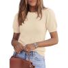 image:imagePRETTYGARDEN Womens Sweaters Spring 2026 Summer Puff Short Sleeve Sweater Trendy Cute Knit Work Blouses Business Casual TopsApricot