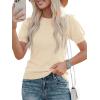 image:imagePRETTYGARDEN Womens Sweaters Spring 2026 Summer Puff Short Sleeve Sweater Trendy Cute Knit Work Blouses Business Casual TopsApricot